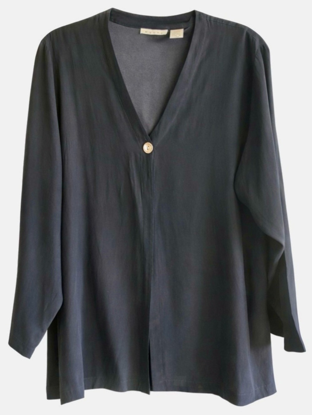 Holte Silk Black Modern Top With One Botton Closure